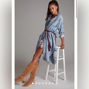 Anthropologie Pilcro Draped Denim Duster Jacket